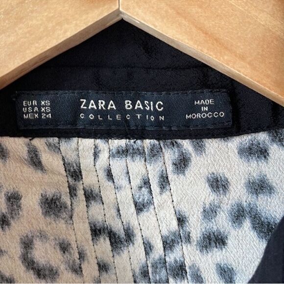 Zara Animal Print Button Lapel Bow Blouse - Picture 8 of 8